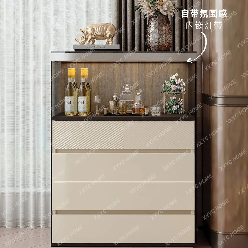 XX light luxury dining side wine cabinet integrated against the wall household living room locker high-end atmospheric