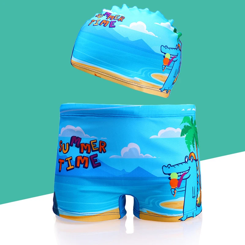 Children Cartoon Shark Swim Trunks Set Two Polyester Fabric dinosaur Boys Basketball Swimming Pool Play Water Sports