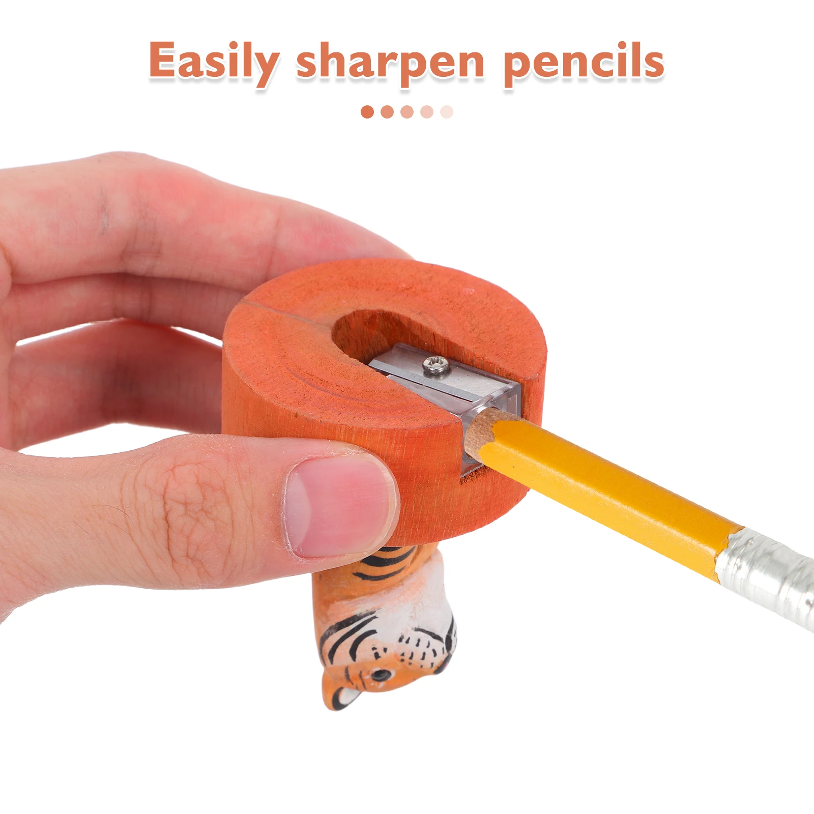 

Wooden Tiger Pencil Sharpener: Handheld Manual Kids School Sharpener For Classroom Home Travel Small Portable Desk Stationery