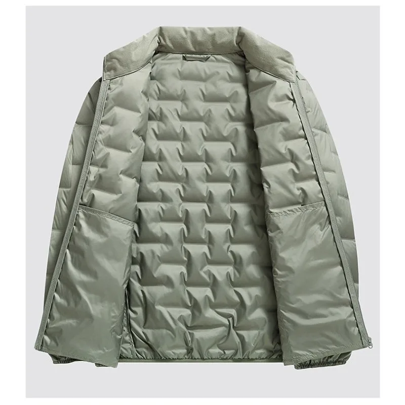 Jaket Musim Dingin Baru Tipis Ringan Pria Kerah Tegak Pendek Bulu Bebek Hangat Mantel Musim Gugur Musim Dingin Kasual Jaket Ringan Model Roti