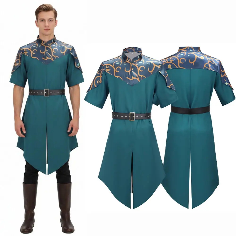 Disfraz de Cosplay de Elfo Arquero Medieval con Frac, Traje Retro Verde de Combate en la Selva, Disfraz para Actuación Escénica, Ropa de Halloween, Esmoquin