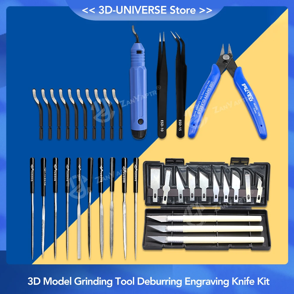 3D Model Grinding Tool Deburring Engraving Knife Kit Carving Tool DIY File Cutter Scraper Trimming Tool 3D Printer Parts