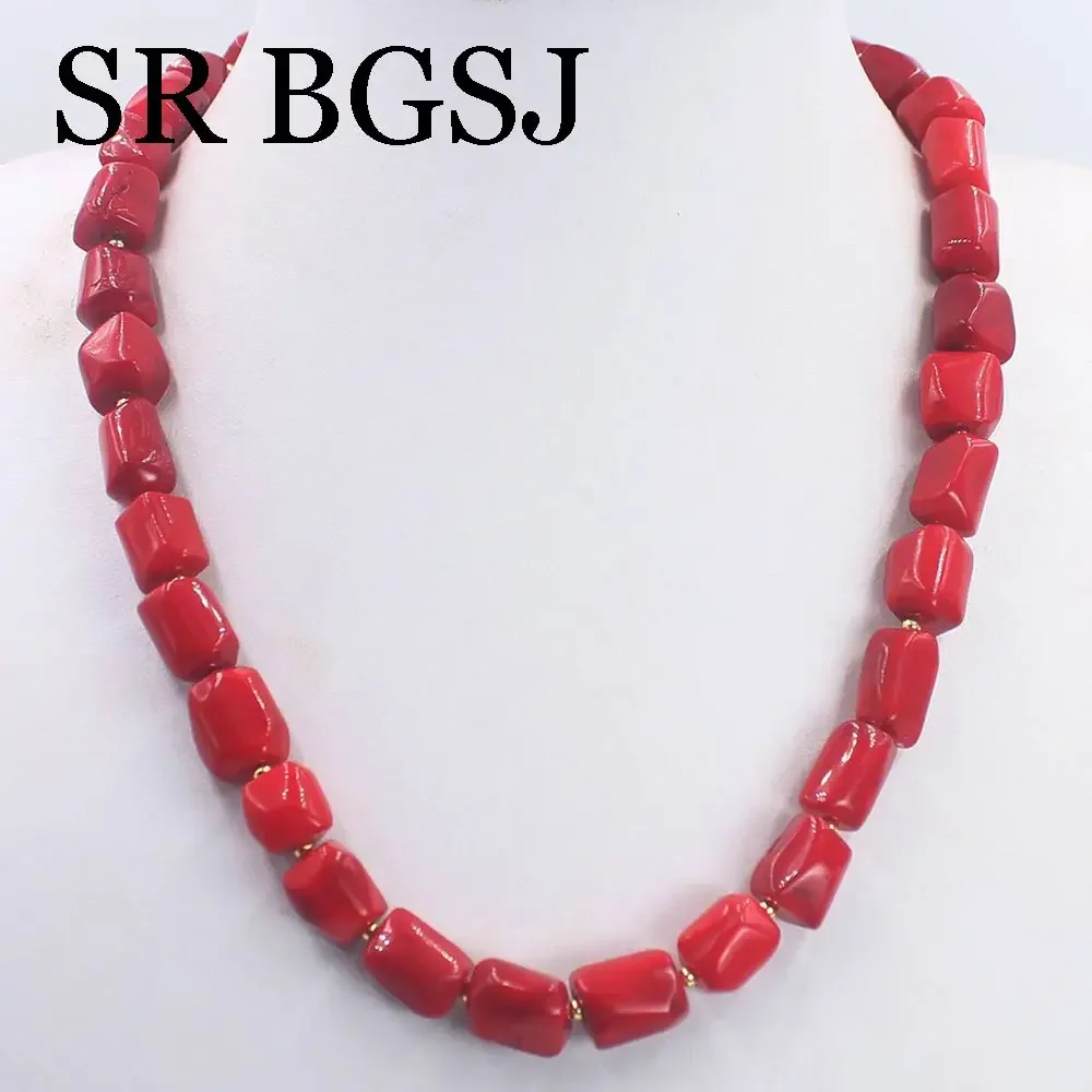 10-12mm  Metal Orange Red Natual Women Trendy Choker Statement Short Coral Necklace 18inch