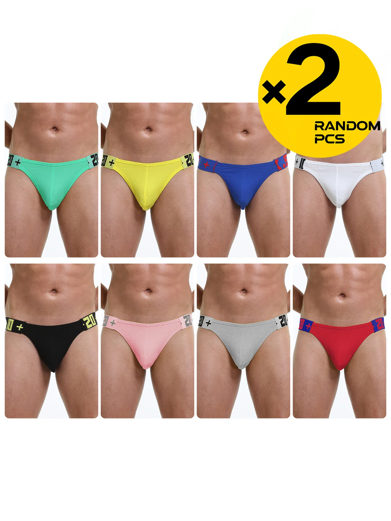 Sexy Men's Thongs Cotton Low Waist Bulge Pouch Elastic Thongs Underwear Breathable Man Underpants Randomly 2/3/4PCS