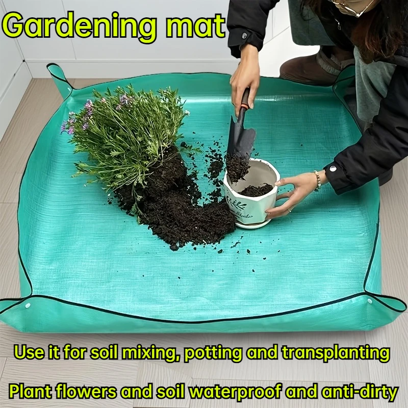 Waterproof Plant Repotting Mat Foldable Oxford Fabric Gardening Soil Change Tray Portable Succulent Flower Potting Tray Indoor