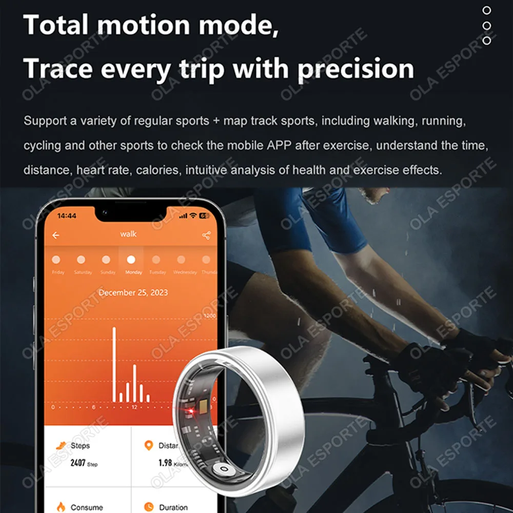 2025 حلقة ذكية للرجال والنساء معدل ضربات القلب الأكسجين في الدم مراقبة النوم IP68 مقاوم للماء وسائط رياضية متعددة Smartring لنظام أندرويد IOS جديد