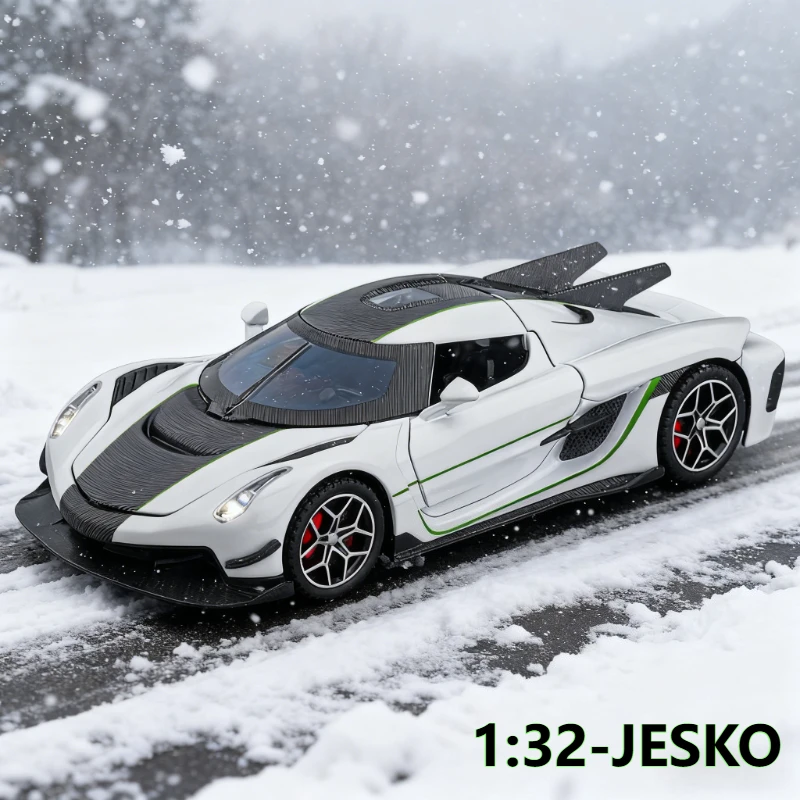 

1:32 Jesko Absolut Supercar из металлического сплава, литая под давлением модель автомобиля, коллекция звуков и света, детский игрушечный автомобиль, подарок