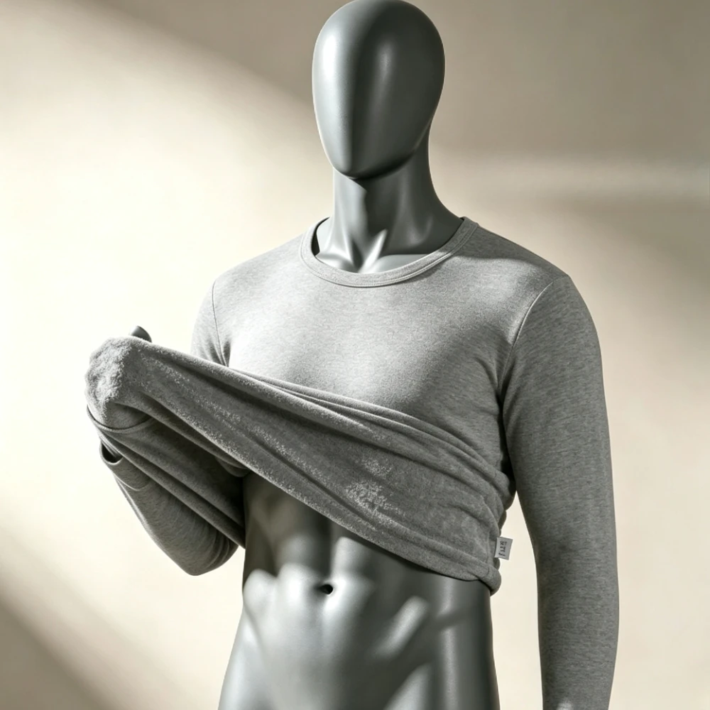 Thermal Shirts for Men Crewneck Fleece Lined Solid Men Base Layer Cold Weather Undershirts One-piece Fleece Pullover Tops M-5xl