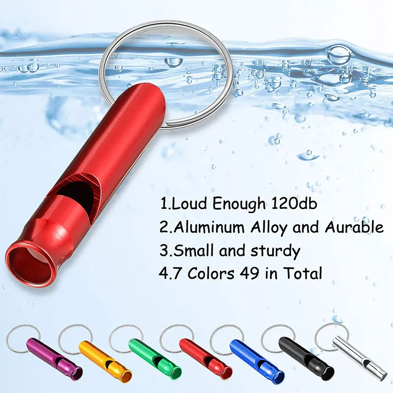 50Pcs Mini Size Whistles Keychain Metal Multifunction Whistle Pendant With Keychain Keyring For Outdoor Survival Emergency Tools