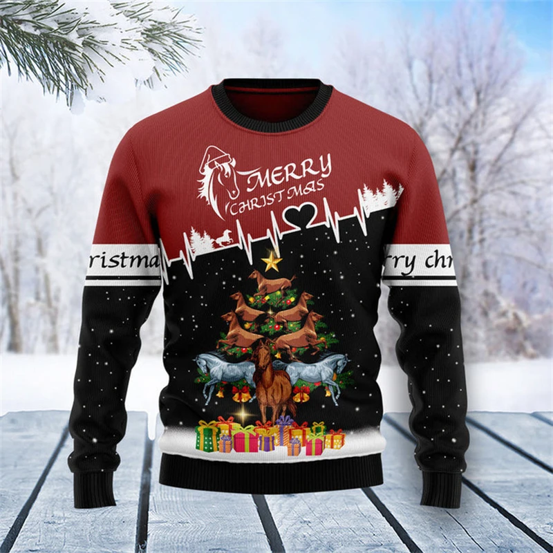 Christmas Tree Graphic Ugly Christmas Sweaters Men Women Funny Xmas Gift Couple Party Tops Fashion Long Sleeve Unisex Clothing