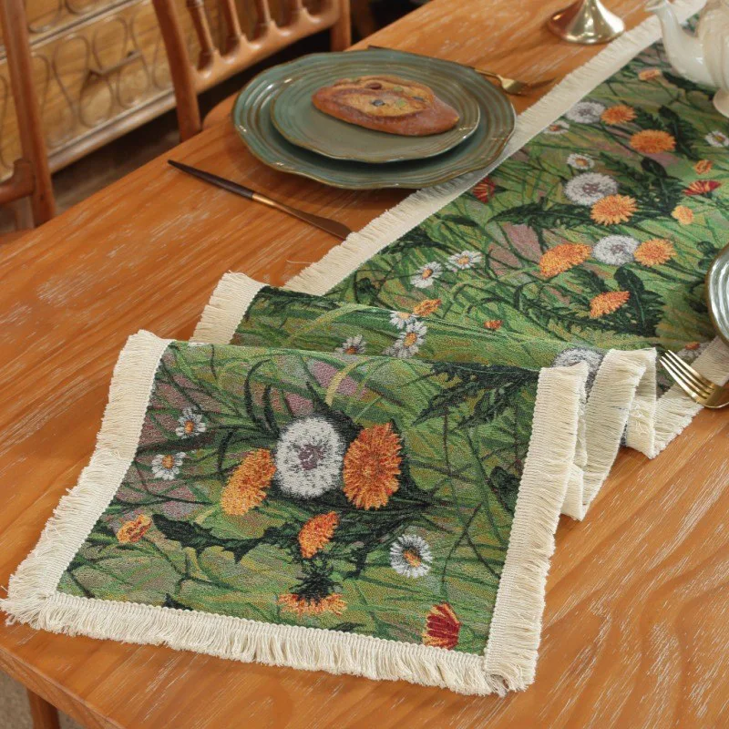 

Retro table flag long tablecloth insulated placemat cotton and linen tea clothwedding centerpieces for table runners