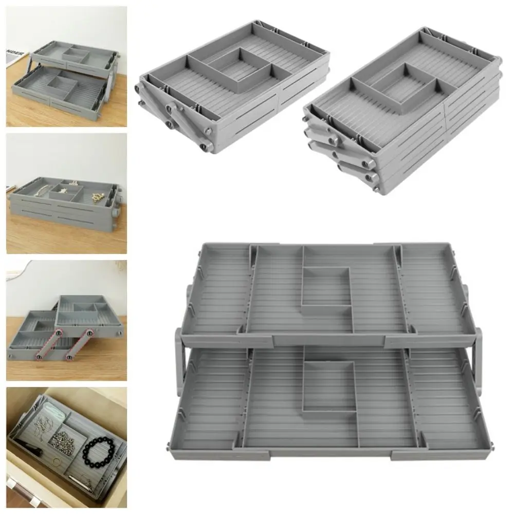 

Foldable Makeup Drawer Organizer Collapsible Plastic Jewelry Holder Organizer Space Saving Portable Folding Jewelry Storage Box