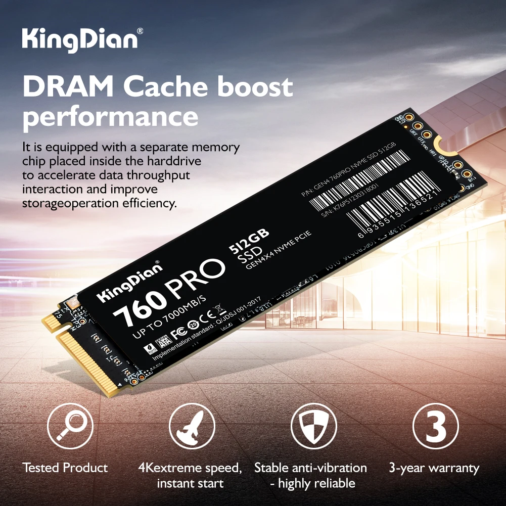 KingDian 2TB NVMe  Internal Gaming Solid State Drive - Works with Playstation 5(PS5),Gen4 PCIe, M.2 2280, Up to 7,035 MB/s