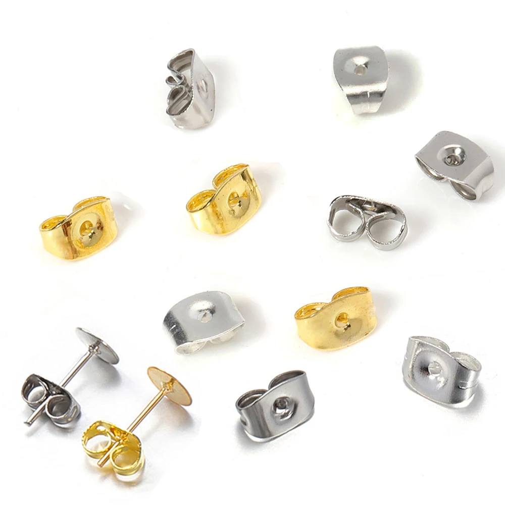 10-100pcs Stainless Steel Butterfly Ear Back 20pcs Earrings Post Studs With Pendant Ring for DIY Stud Earrings Jewelry Making