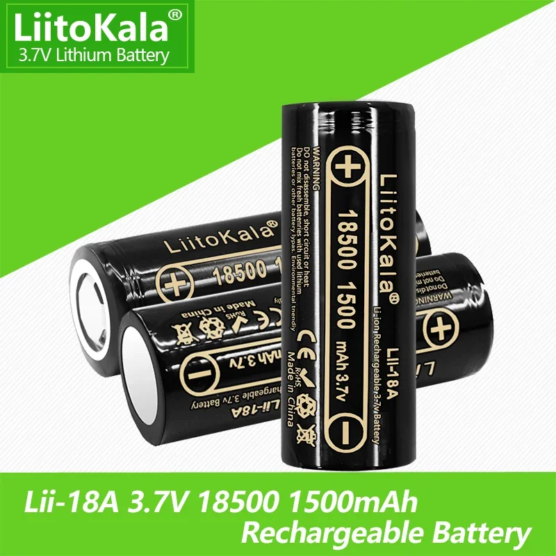 3PCS LiitoKala Lii-18A 18500 1500mAh 3.7 V Rechargeable battery Recarregavel lithium ion battery for LED flashlight