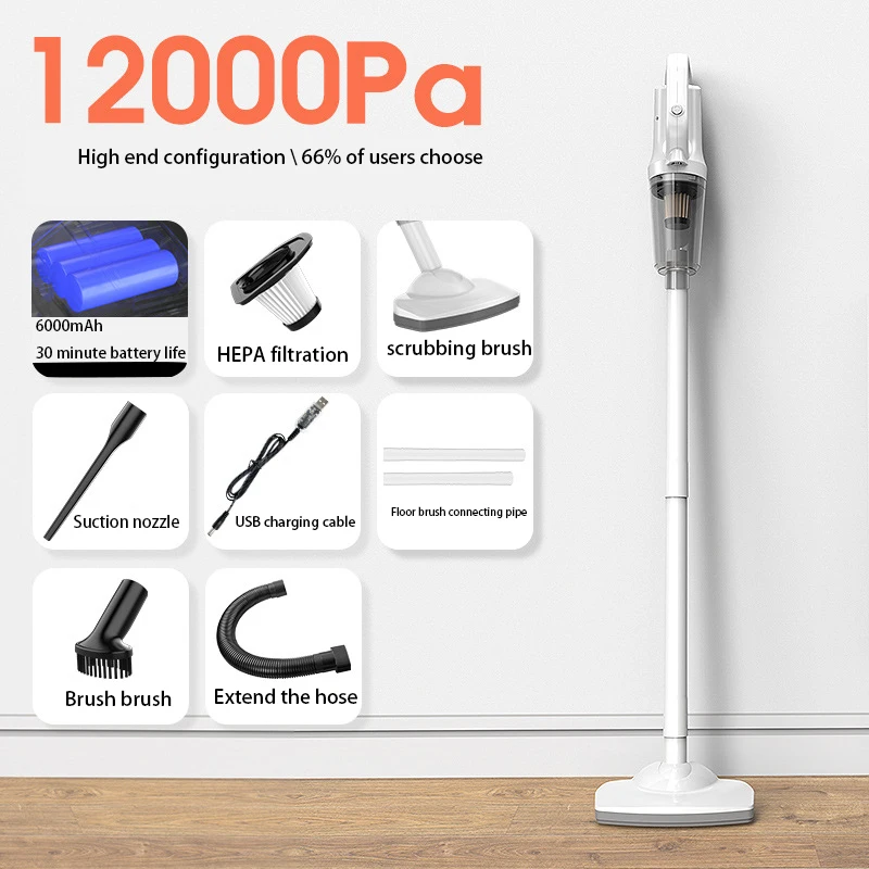 9000Pa/12000Pa Wireless Vacuum Cleaner Portable Cleaning Machine Mini Wireless Vertical Washing for Car and Home Appliance