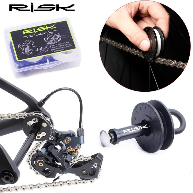 Risk 2 IN 1 Bike Chain Clean Keeper Tool Quick Release Lever For Barrel 12mm Bucket Shaft Bicycle Chain Oil Tool Washing Holder