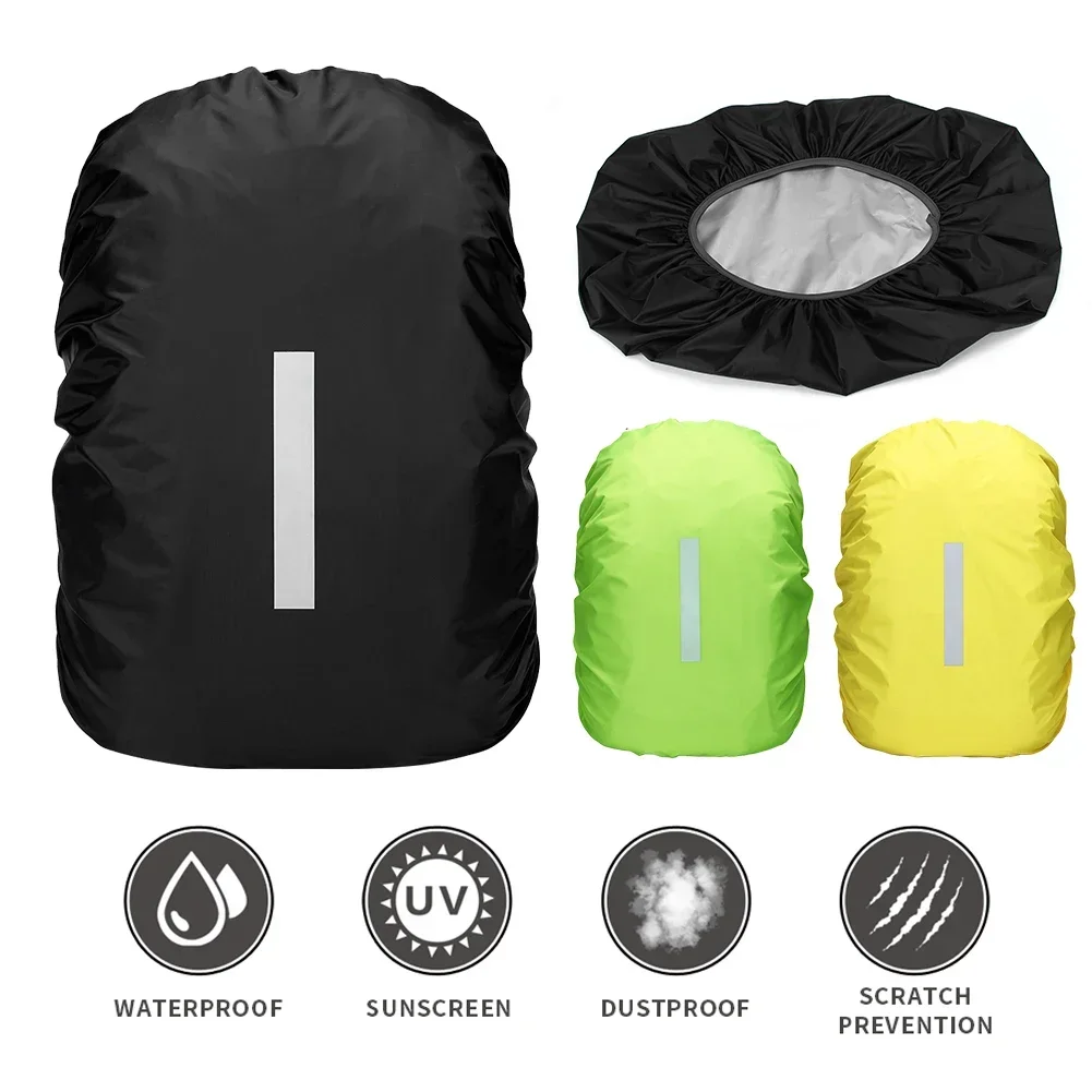 Capa de Chuva Refletiva Impermeável para Mochila, Capa de Segurança para Ciclismo Noturno, Capa de Chuva Leve para Atividades ao Ar Livre, Camping e Caminhadas