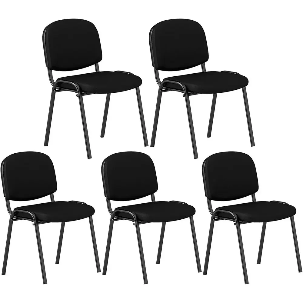 Set of 5 Stackable Upholstered Conference Chairs with Ergonomic Design for Waiting Rooms, Offices, and Events