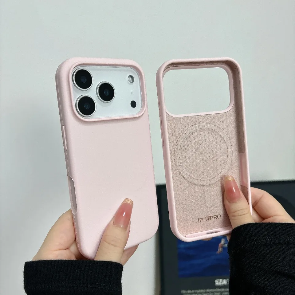 Funda de silicona líquida mate sólida compatible con Magsafe para iPhone 18 17 17E 16 15 14 13 12 11 Pro Max Plus carga inalámbrica 3