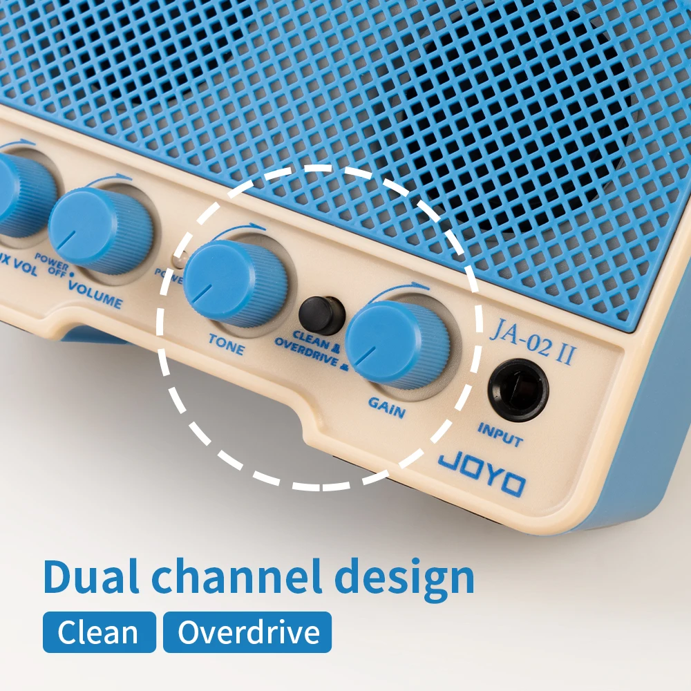 JOYO JA-02 II مكبر صوت جيتار صغير محمول 5 وات مكبر صوت جيتار صوتي مزود بتقنية البلوتوث مع قناة نظيفة وفائقة