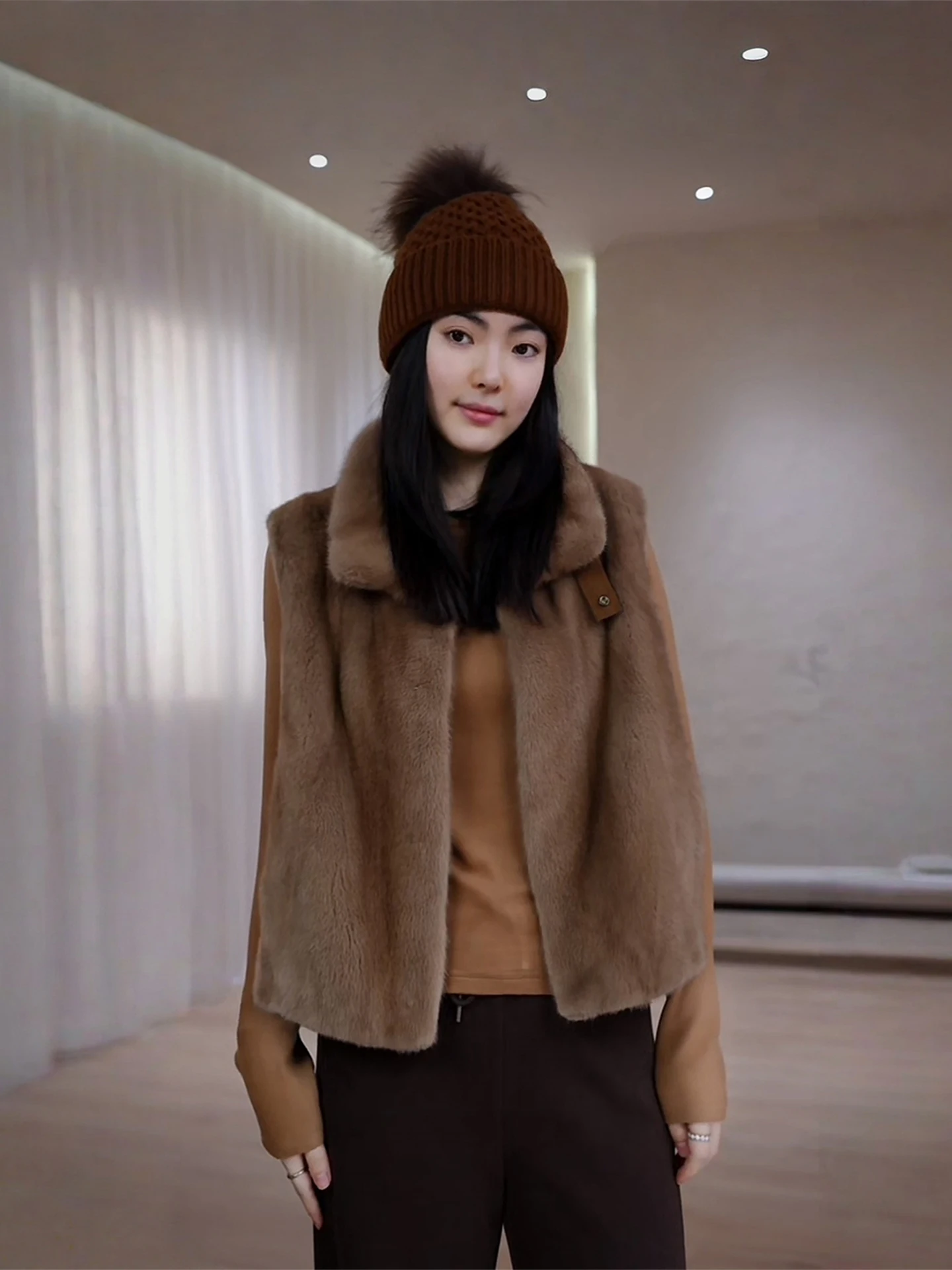 

Warm Fce Long Sve round Ne Knitted irt Women's Slim Fit Inner Wear Casual Basic Sle Knitted Sweater by AW Wang Nu Nu