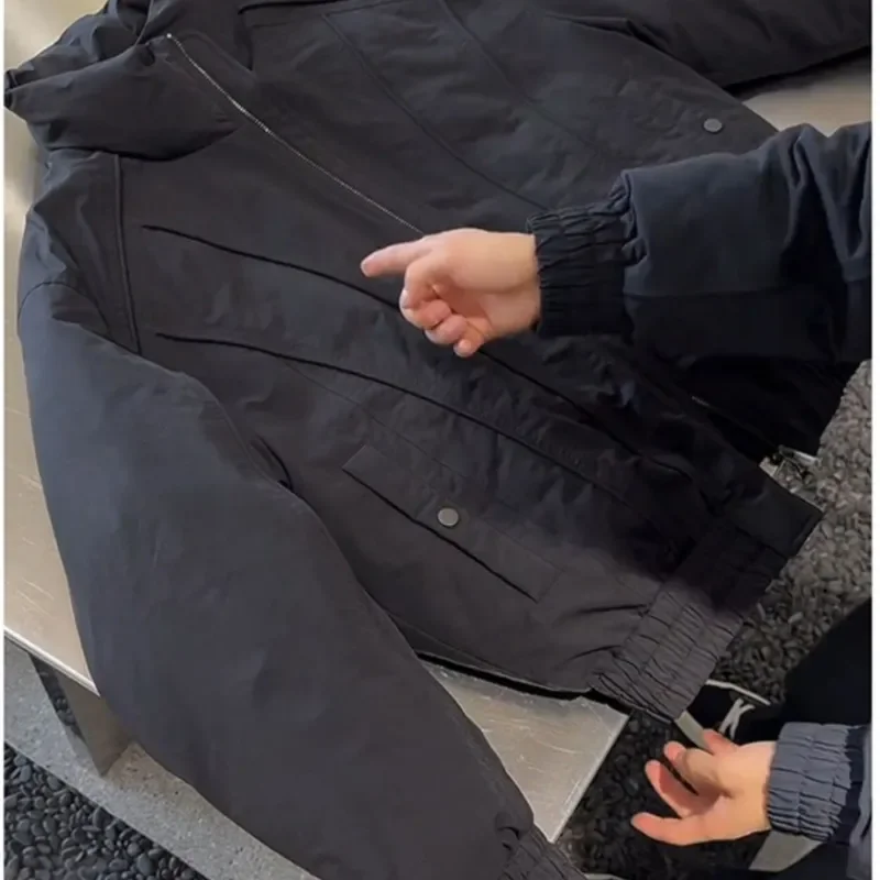 Men's  Autumn‑Winter American‑Style Short‑Length Stand‑Collar Padded Coat, Thickened Fashion‑Design Casual Outerwear For Daily