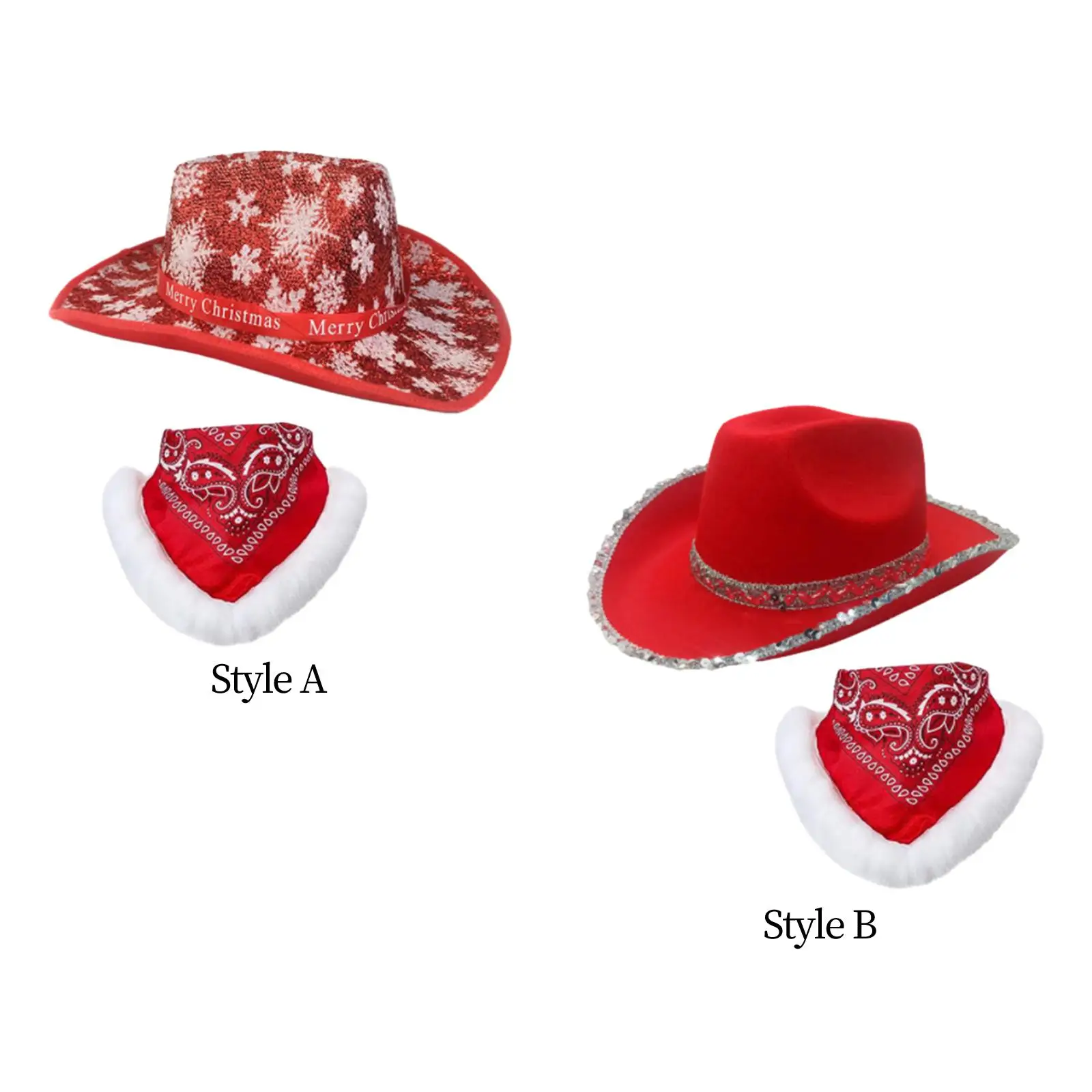 Christmas Cowboy Hat Engagement Party Dress up Gift Santa Claus Western Hat