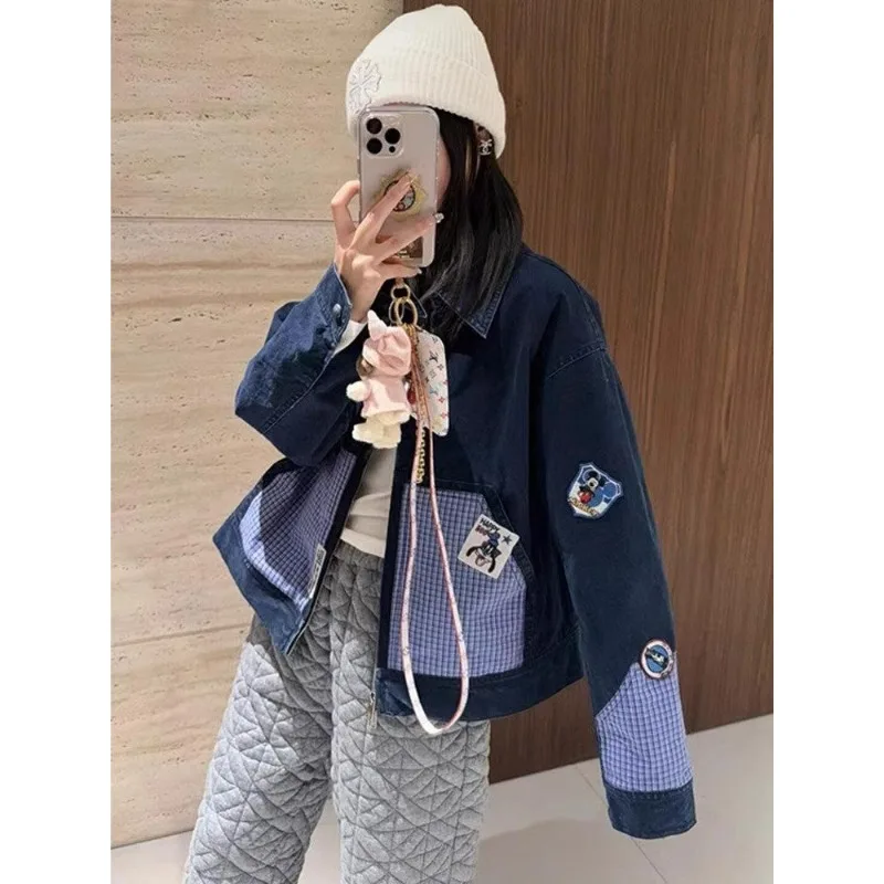2026 Spring Mickey Cartoon Denim Jacket - Korean vintage style, trendy statement piece for women's stylish casual spring looks