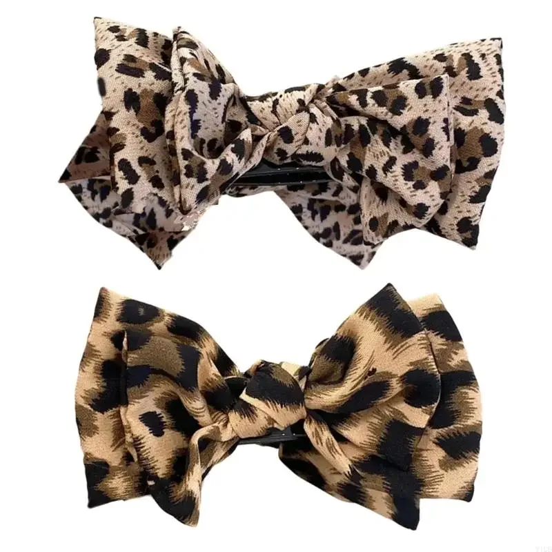 

Леопардовый рисунок для волос Claw Claw Hostail Holder Bowknot Barrettes для высоких булочек
