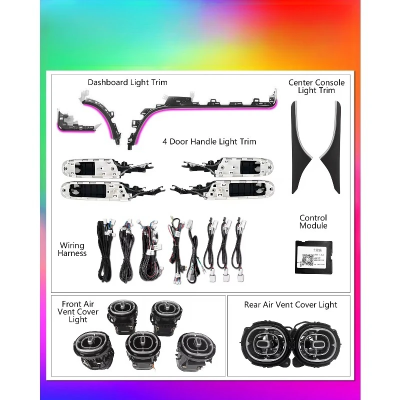 64 Color Front Rear Air Vent LED Ambient Light Upgrade Kit Fit C-Class W206 2022-2025 Car Interior Decor Parts view 3