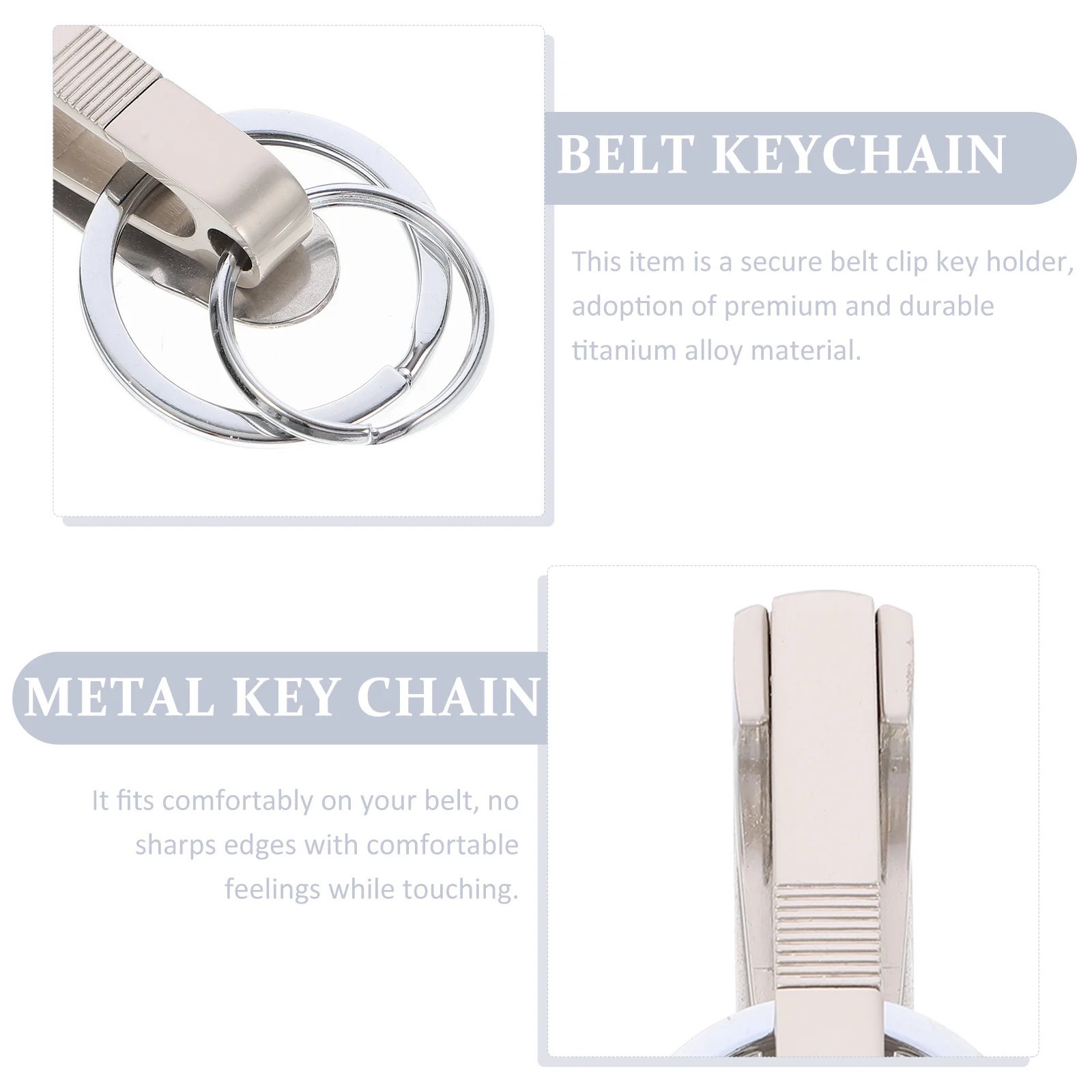 Belt Keychain Standard Duty Belts Heavy Ring Metal Security Clip Holder Titanium Alloy for Clothes Pockets