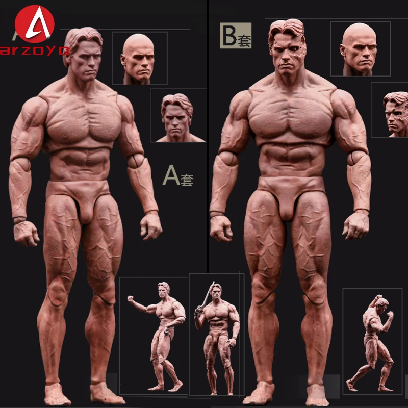 Model Hall 1/12 Devil Muscle Man Action Figure Joint Body 7'' Male Soldier Super Flexible Articulated Body with Double Head