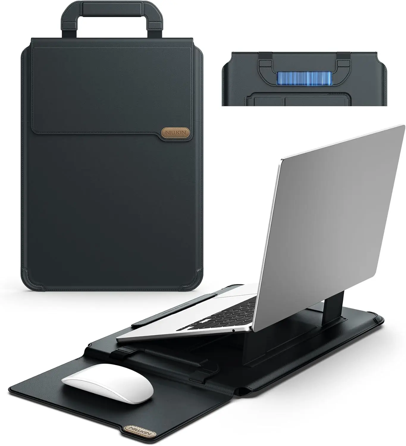 16 Inch Laptop Sleeve with Handle, 4-in-1 Design, Adjustable Stand & Mouse Pad for Samsung/Surface/HP/Chromebook/Dell 13-16''