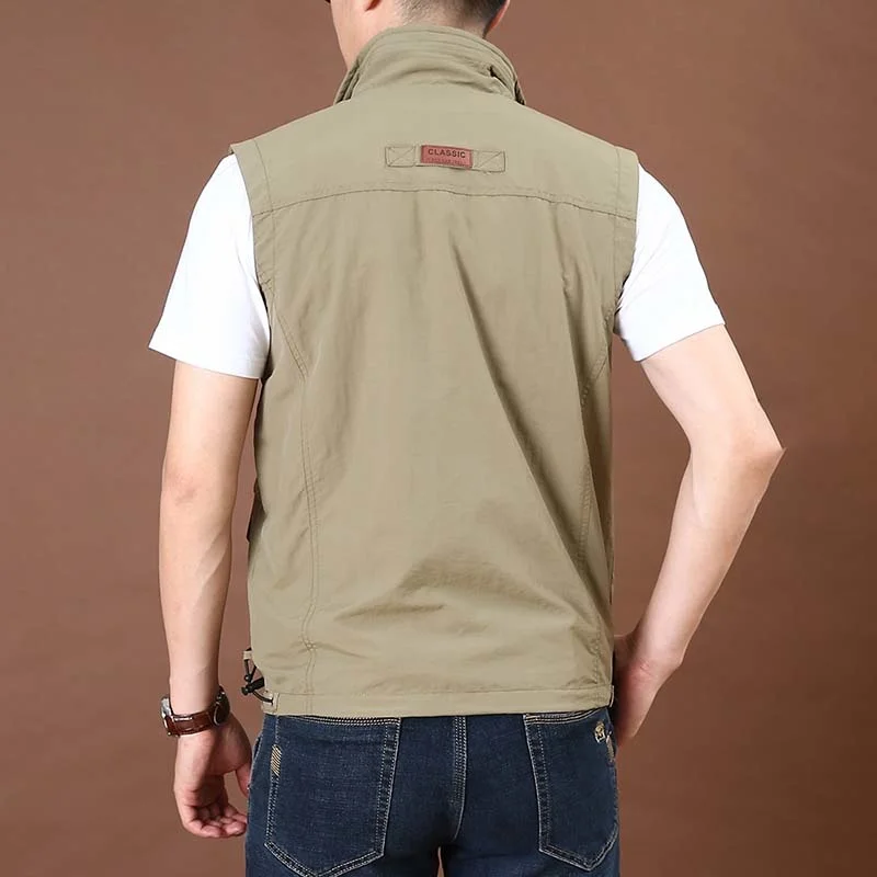 Men's Coats Work Vest Clothing Hunting Overalls Motorcyclist Coat Summer Sleeveless Jacket Male MAN Clothes Sleeve