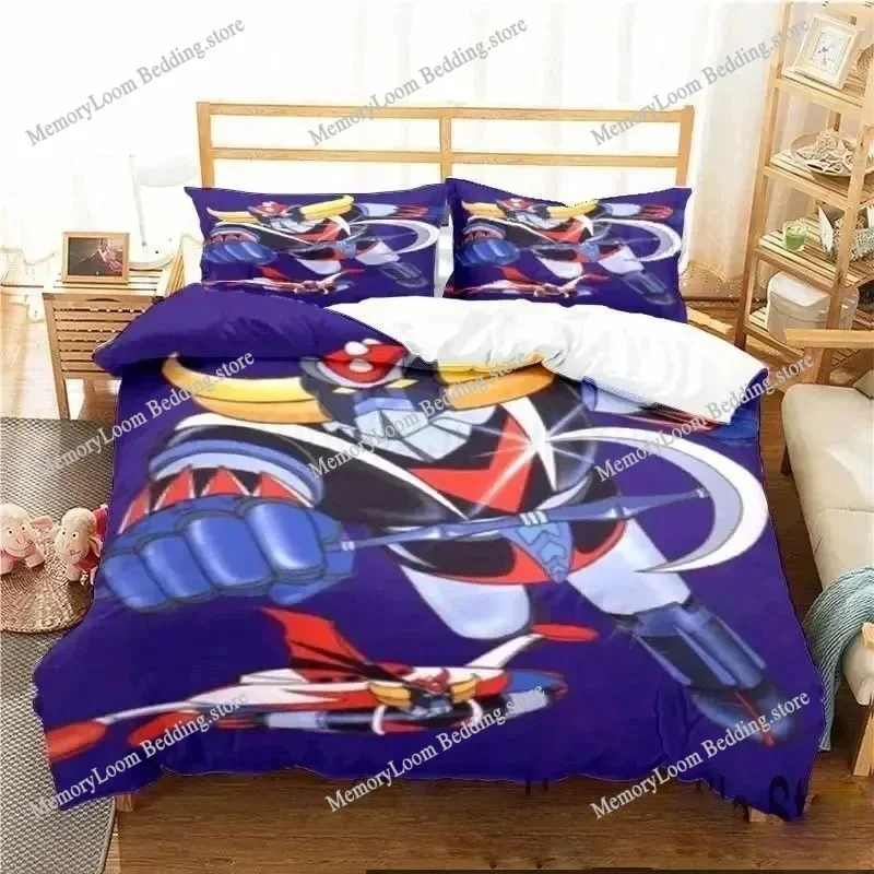 3D Print Goldorak Grendizer UFO Robot Bedding Set Double Twin King Duvet Cover Comforter Pillowcase Boys Girls Adults Bedroom