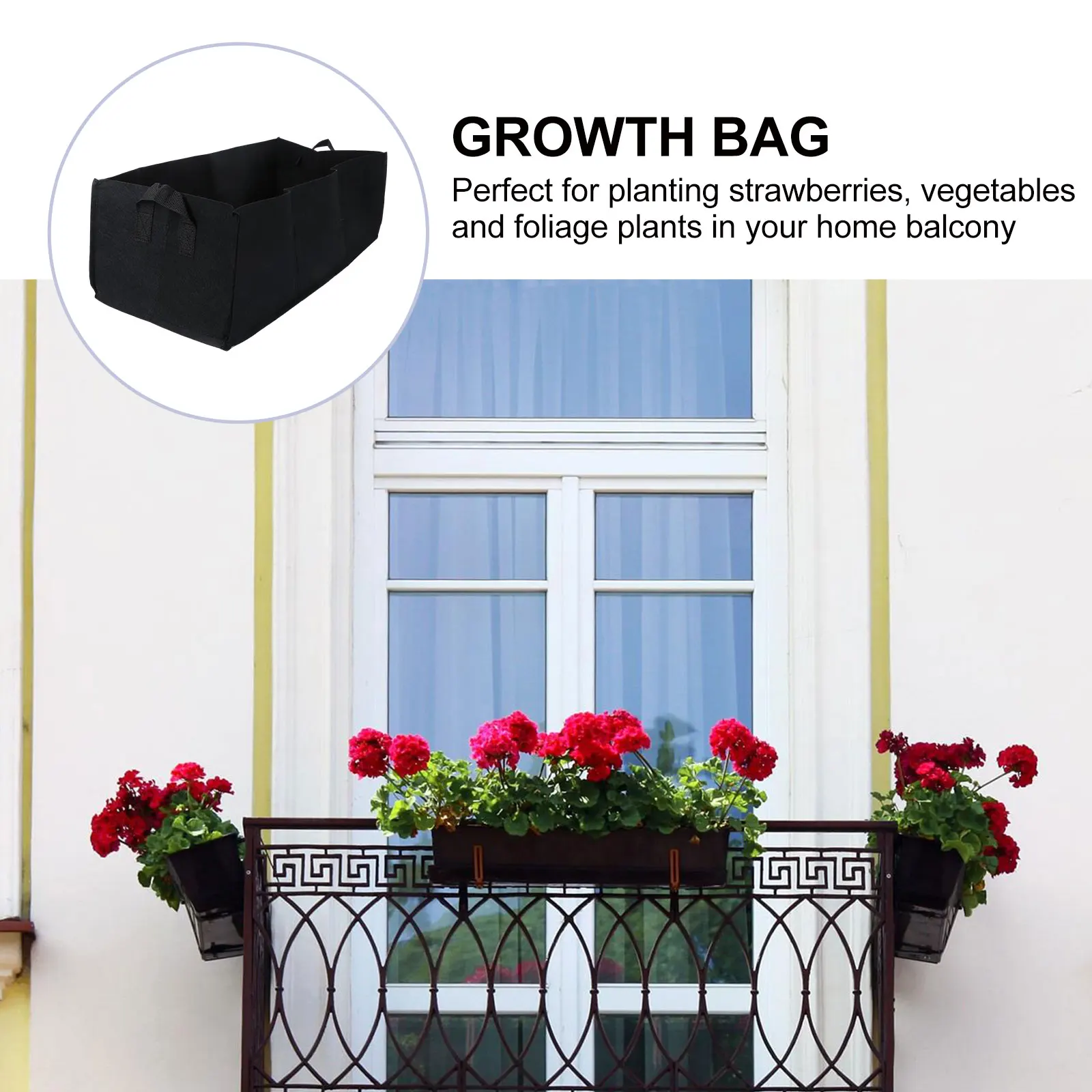 

2pcs Grow Bags Square Planting Eco Durable Vegetable Garden Fabric Container Balcony Storage Handles