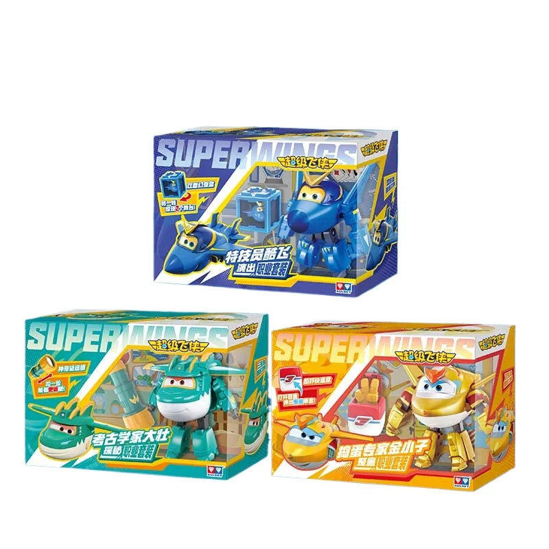 AULDEY Original Super Wings Transformando Robôs - Stunt Performer Jerome, Golden Boy, Tino, Brinquedo Infantil para Presentes de Natal