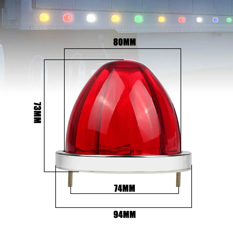 12V 24V Strobe Watermelon Light 4 inch LED Side Marker Light Turn Signal Underglow Wheel Lamp For Truck Trailer Tractor Lorry RV