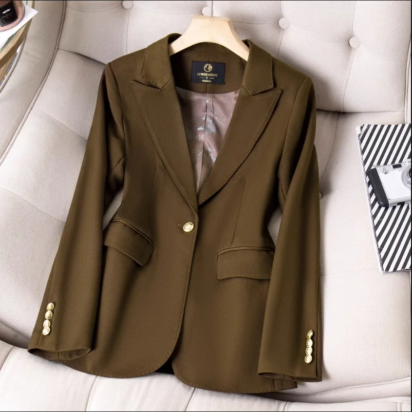 2024 New High Quality Spring Autumn Ladies Blazer Jacket Women Long Sleeve Business Work Wear Formal Coat Female Outerwear 4XL