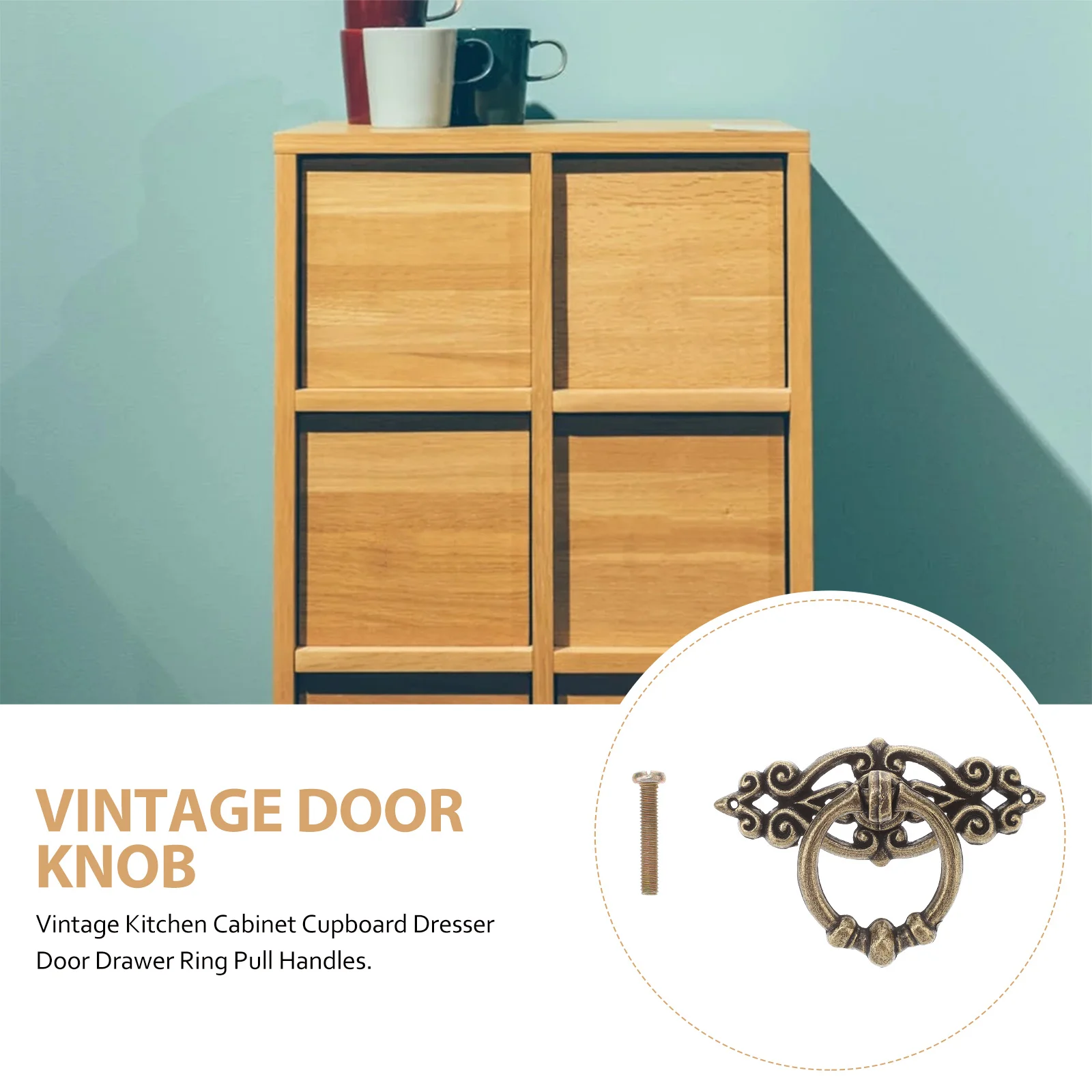 

10Pcs Vintage Style Zinc Alloy Pull Handles Brass Kitchen Cabinet Dresser Door Drawer Cupboard Vintage Door Knob