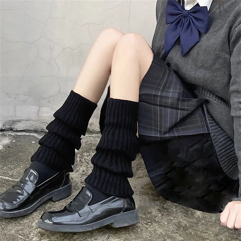 Women  Ribbed Knit Leg Cover Stretchy Harajuku Lolita Long Sock Winter Warm Lolita Harajuku Fairycore Stocking Aesthetic Preppy