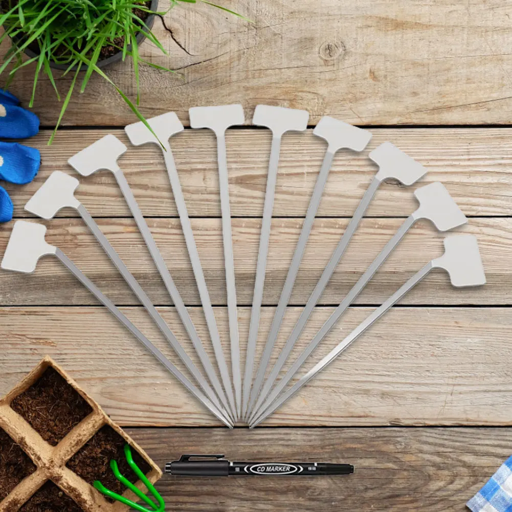 10Pcs Metal Plant Labels Reusable Garden Stake Tags Stainless Steel Garden Markers for Vegetables Flower Seed Greenhouse