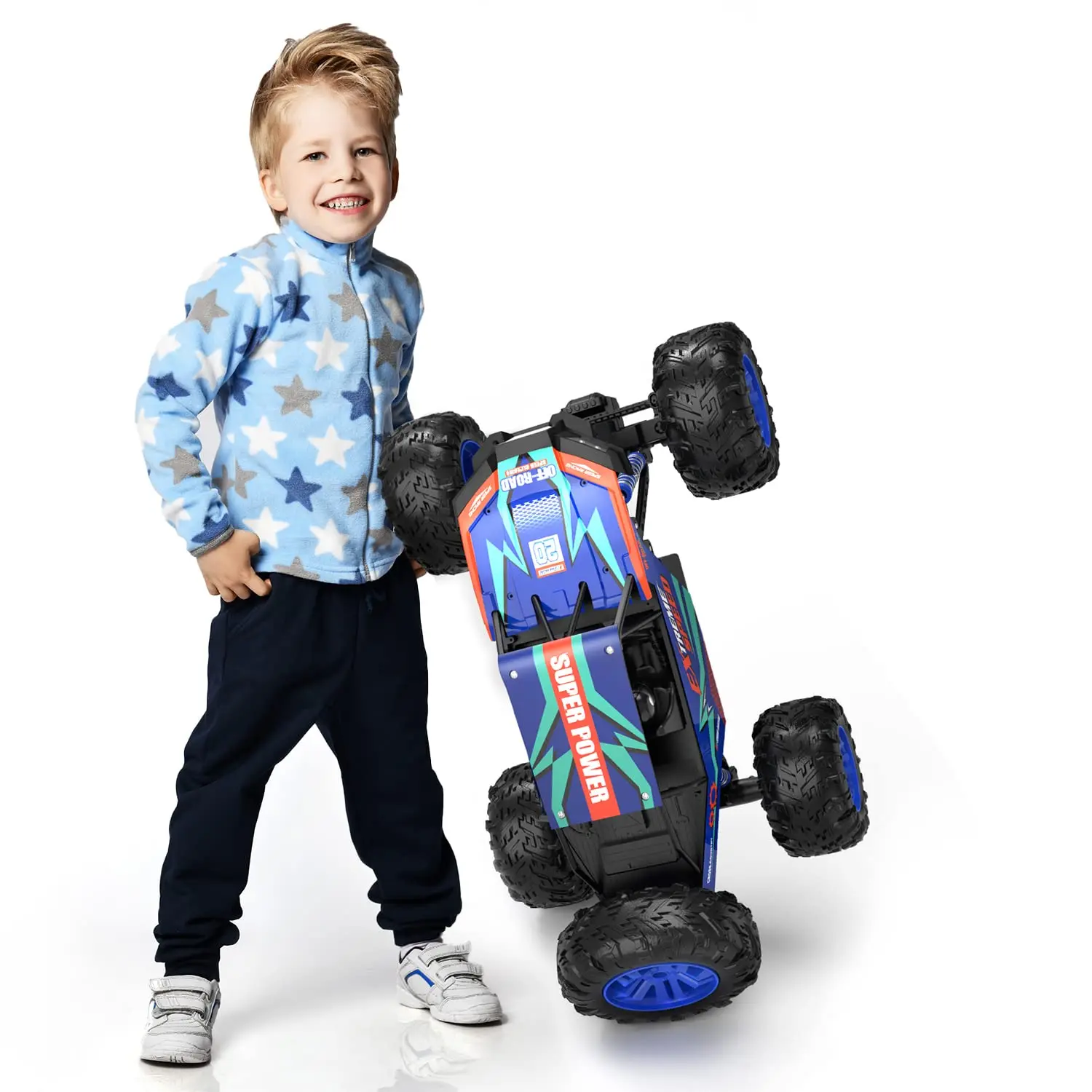 

DEERC DE60 Масштаб 1:8 Monster Truck: 4WD, реалистичный звук, 2 батареи, 80 минутных игр