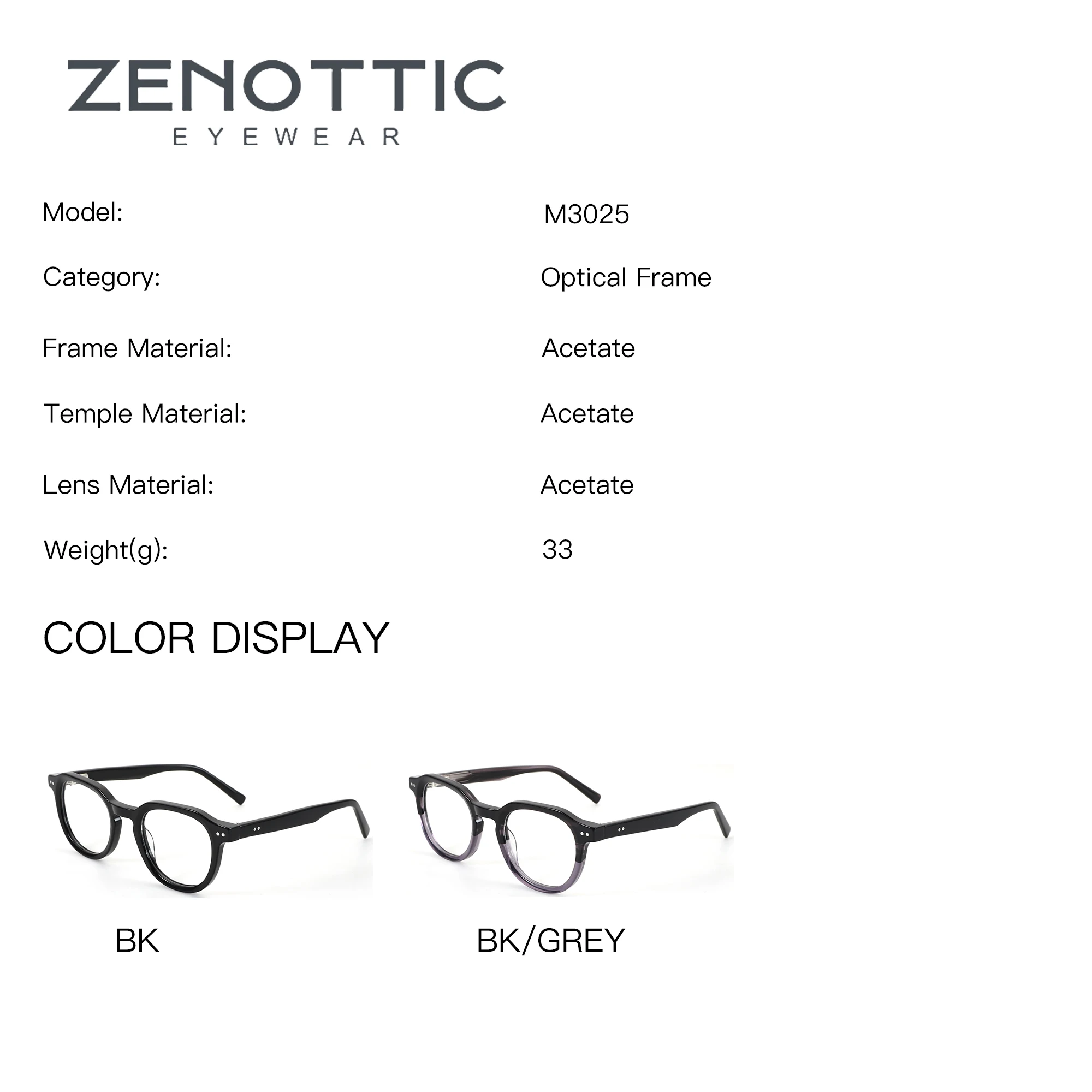 ZENOTTIC Acetate Round Prescription Eyeglasses For Men Women Blue Light Progressive Graduated Optical Glasses Myopia Eyewear