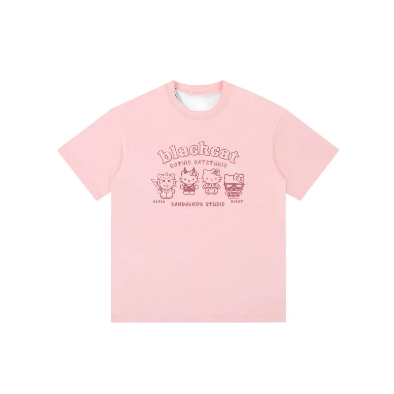 Cartoon Sweet Cool Girl Style Hello Kitty 3D Printed Short Sleeve T-shirt Loose and Versatile Quick Drying Top Trendy