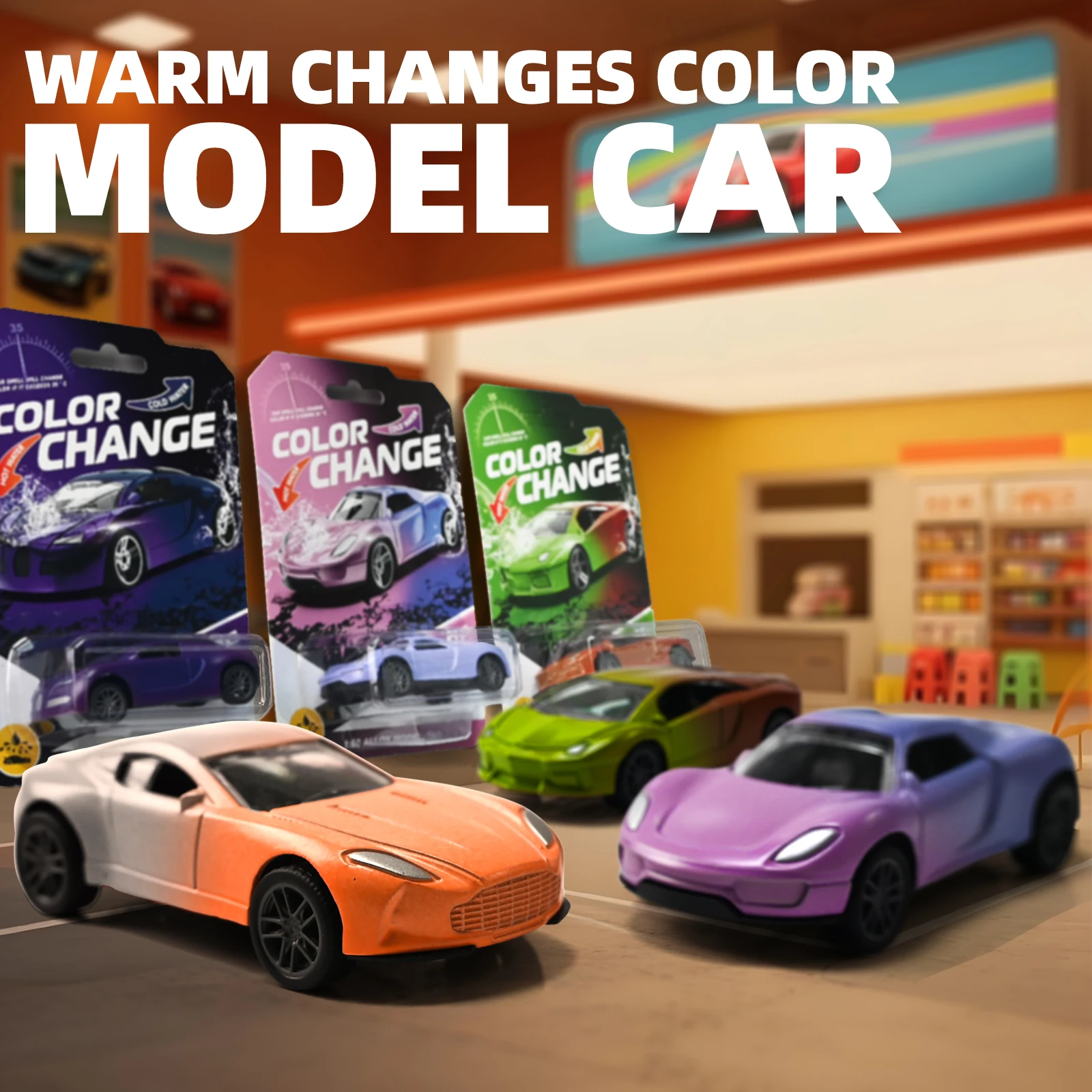 Magic Mini Water & Temp Color Change Alloy Car 1:60, Pull Back Racing Model with Durable Crash-Proof Slide for Boys Kids Gifts