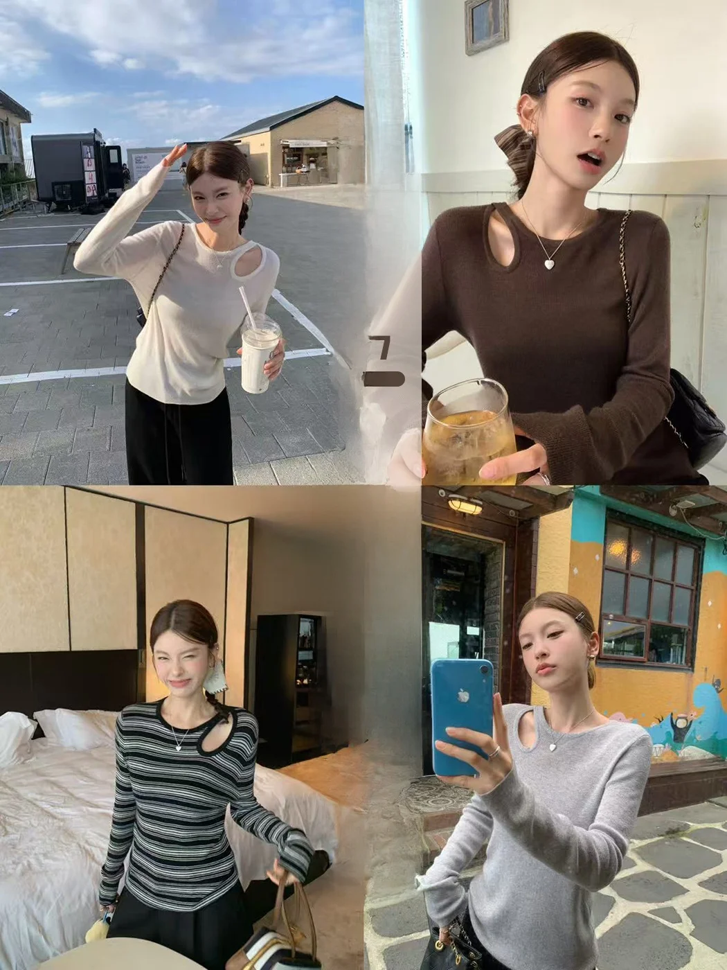 

Ibell Zhang Women's Slim Fit Woolen Knitwear Long Sve Striped T-irt Neutral Sle Stand Edition Premium Quali