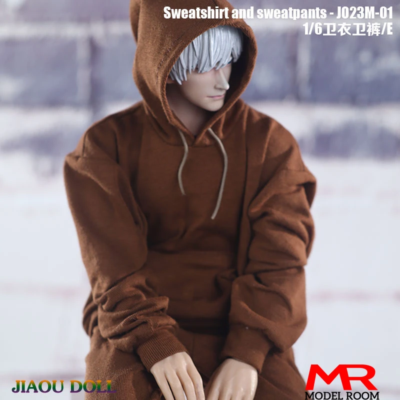 JO23M-01 1/6 Scale Male Sweatshirt and Sweatpants Set Loose Sports Clothes Model Fit 12'' Soldier Muscale Action Figure Body