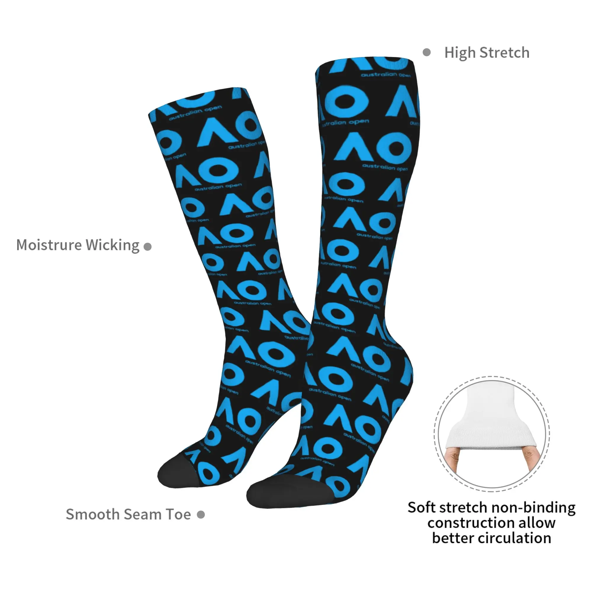 Medias de tripulación para todas las estaciones, calcetines australianos abiertos AO (versión azul), calcetines largos Harajuku, accesorios para hombres y mujeres, regalos